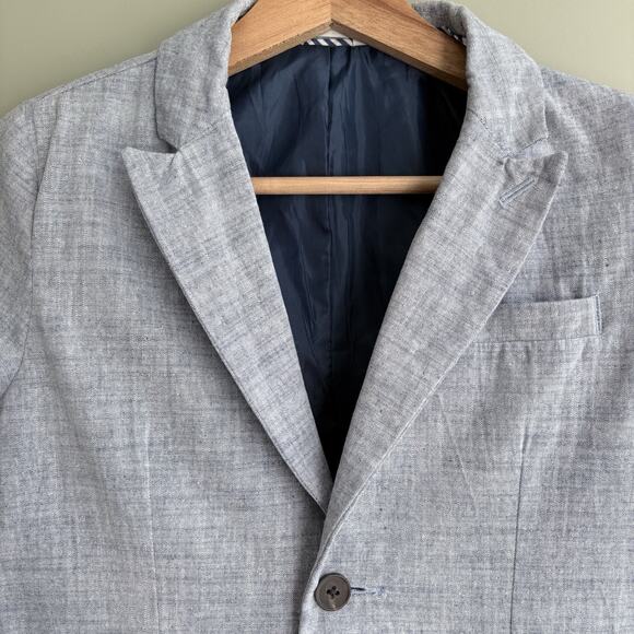 Cat & Jack Boys Chambray Cotton Blazer Blue Gray 10 | 2 Button Sport Coat Jacket - Picture 6 of 12